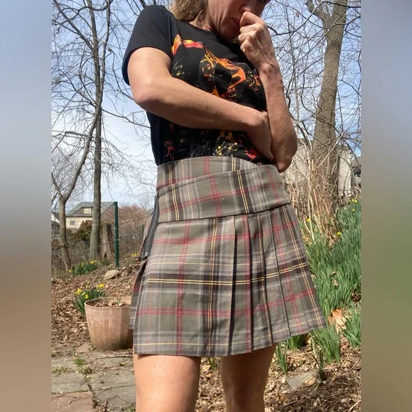 Aqua Cutest Plaid Tartan Pleated Mini Wrap Skirt Sz M - Picture 3 of 14